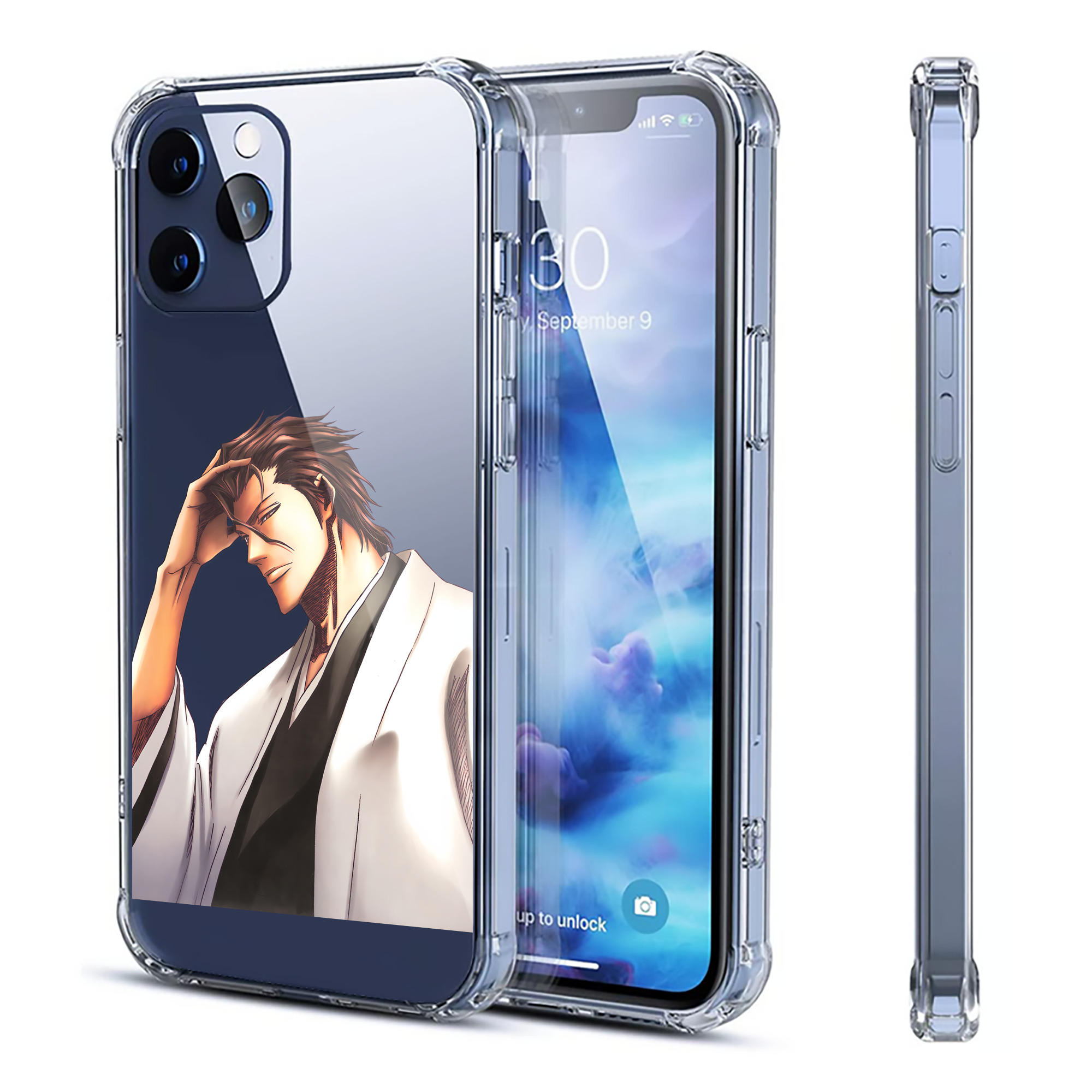 （画像用） ブリーチ 藍染 惣右介（あいぜん そうすけ） BLEACH Aizen Sousuke 【iPhone 12シリーズ対応】透明スマホケース（クリアソフトケース）